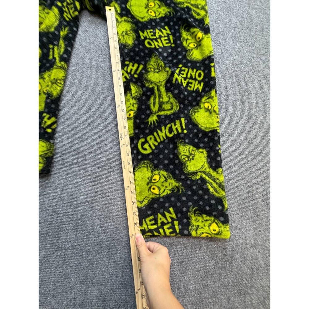 Dr Seuss The Grinch Plush Fleece Pajama Set Youth XL 10-12 Black Green - Picture 14 of 15